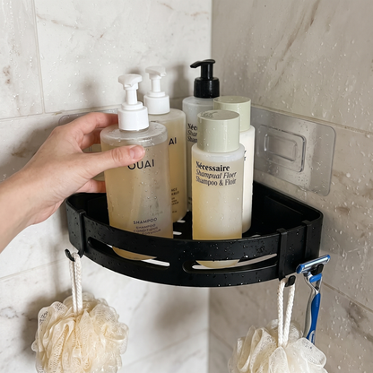 Modern Curved Corner Shower Caddy – No-Drill Adhesive Storage Set