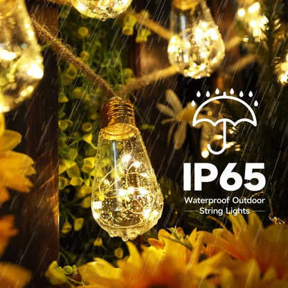 Solar Hemp Rope String Lights