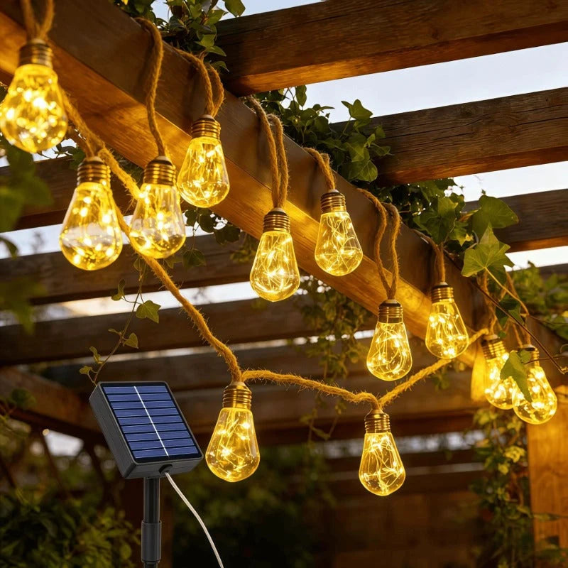 Solar Hemp Rope String Lights