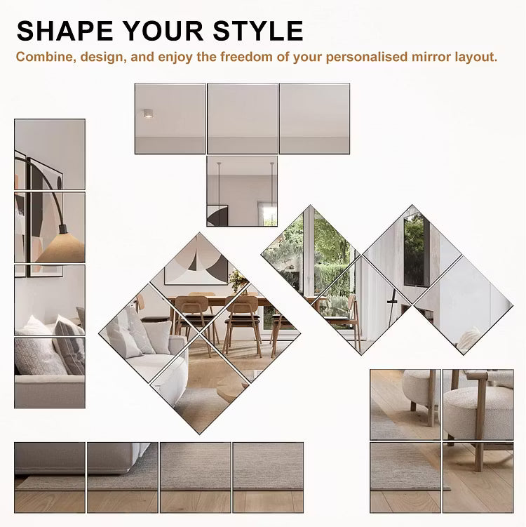 InfinityGrid™ Shatterproof Peel & Stick Mirror Tiles
