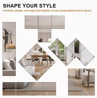 InfinityGrid™ Shatterproof Peel & Stick Mirror Tiles