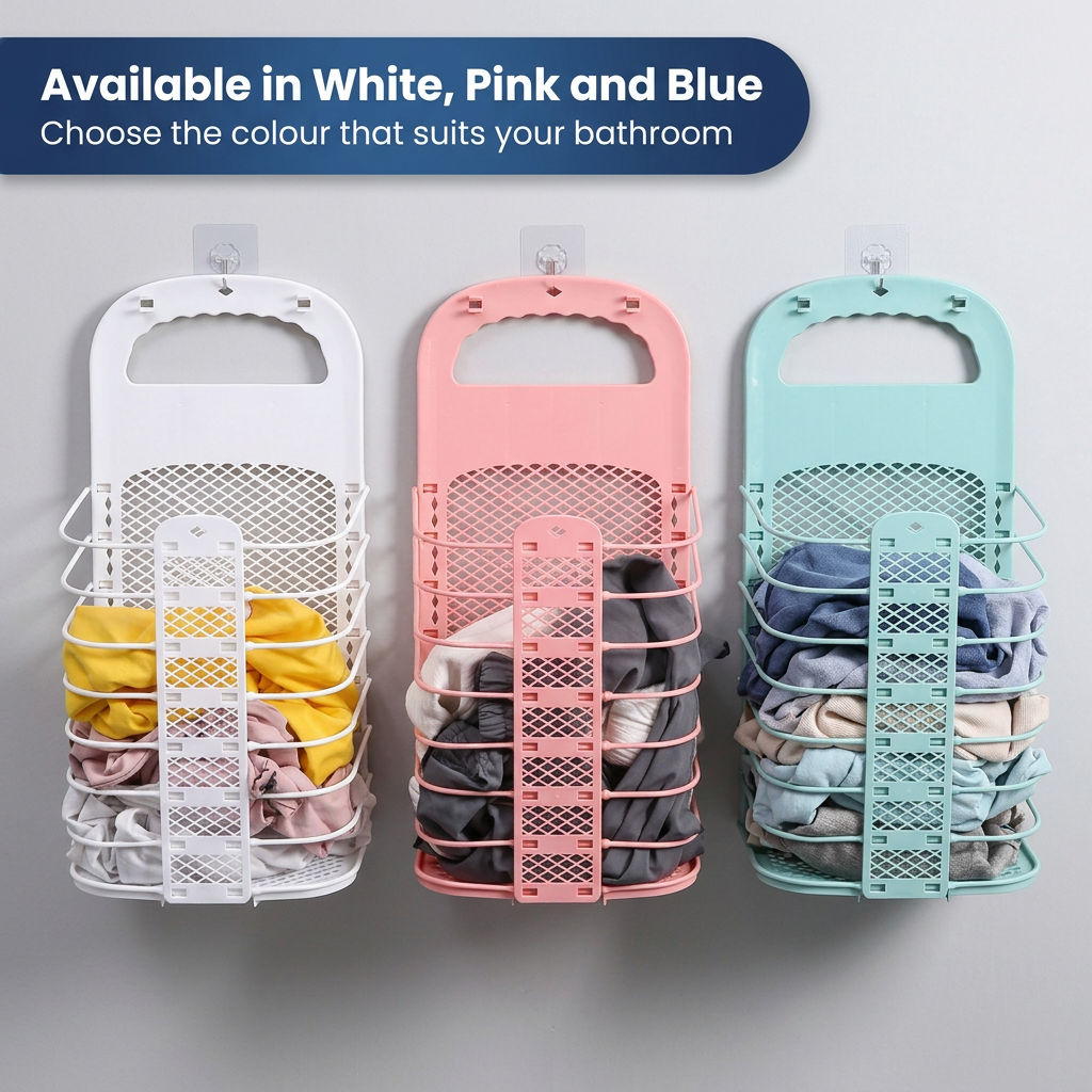 Wall-Mounted Laundry Basket | Foldable Space-Saving Hamper