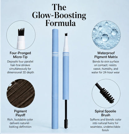 2-in-1 Waterproof microblading brow pen with tint brush