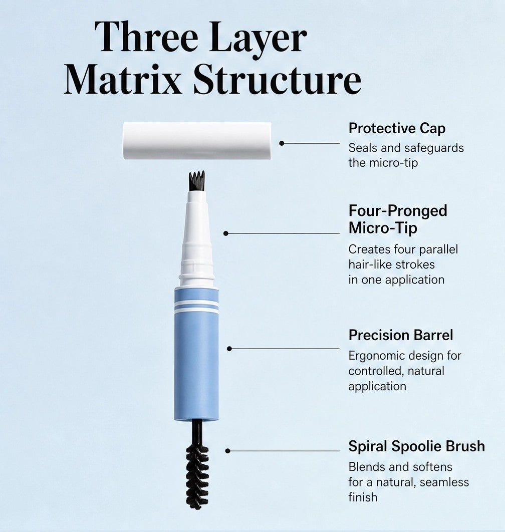 2-in-1 Waterproof microblading brow pen with tint brush