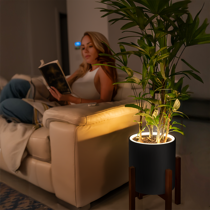 Aura | Medium Round LED Planter - Luna White