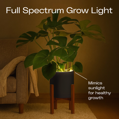 Aura | Medium Round LED Planter - Luna White