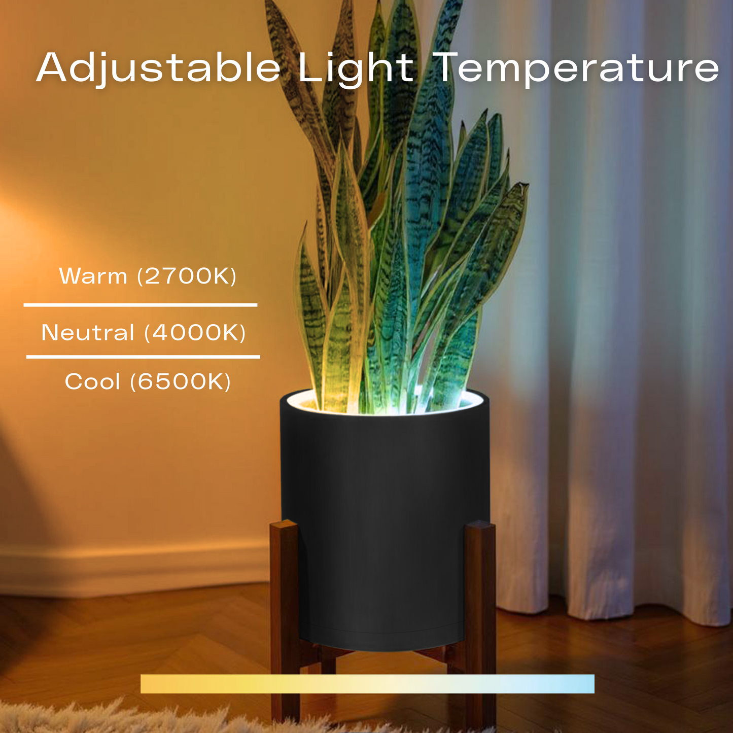 Aura | Medium Round LED Planter - Luna White