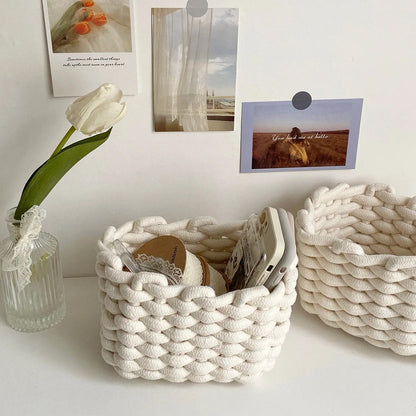 Cotton Rope Woven Desk Storage Basket