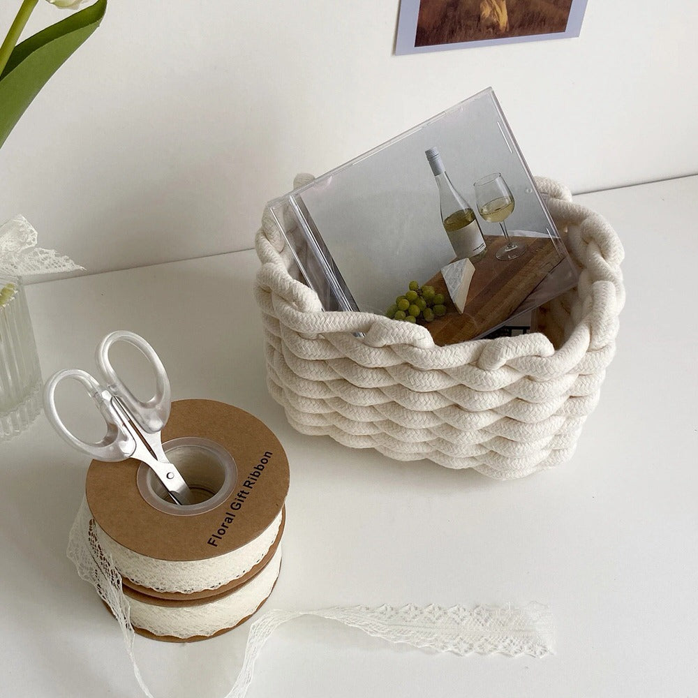 Cotton Rope Woven Desk Storage Basket