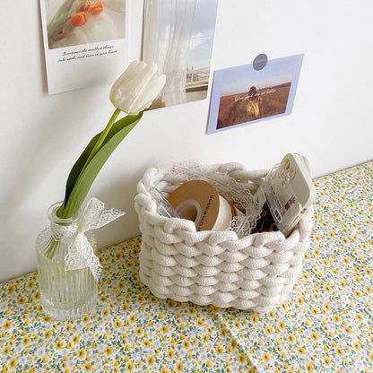 Cotton Rope Woven Desk Storage Basket