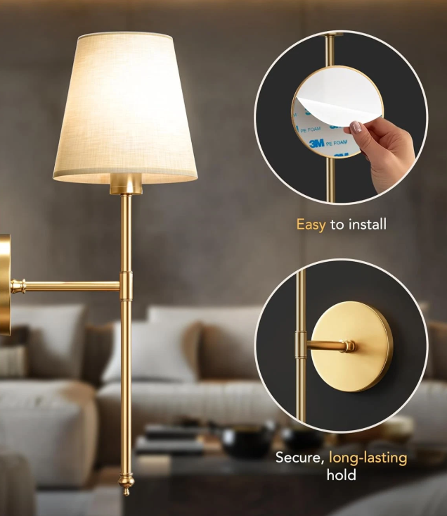 Wireless LED Wall Sconce for Bedside & Bedroom Inspo | Classic Shaded