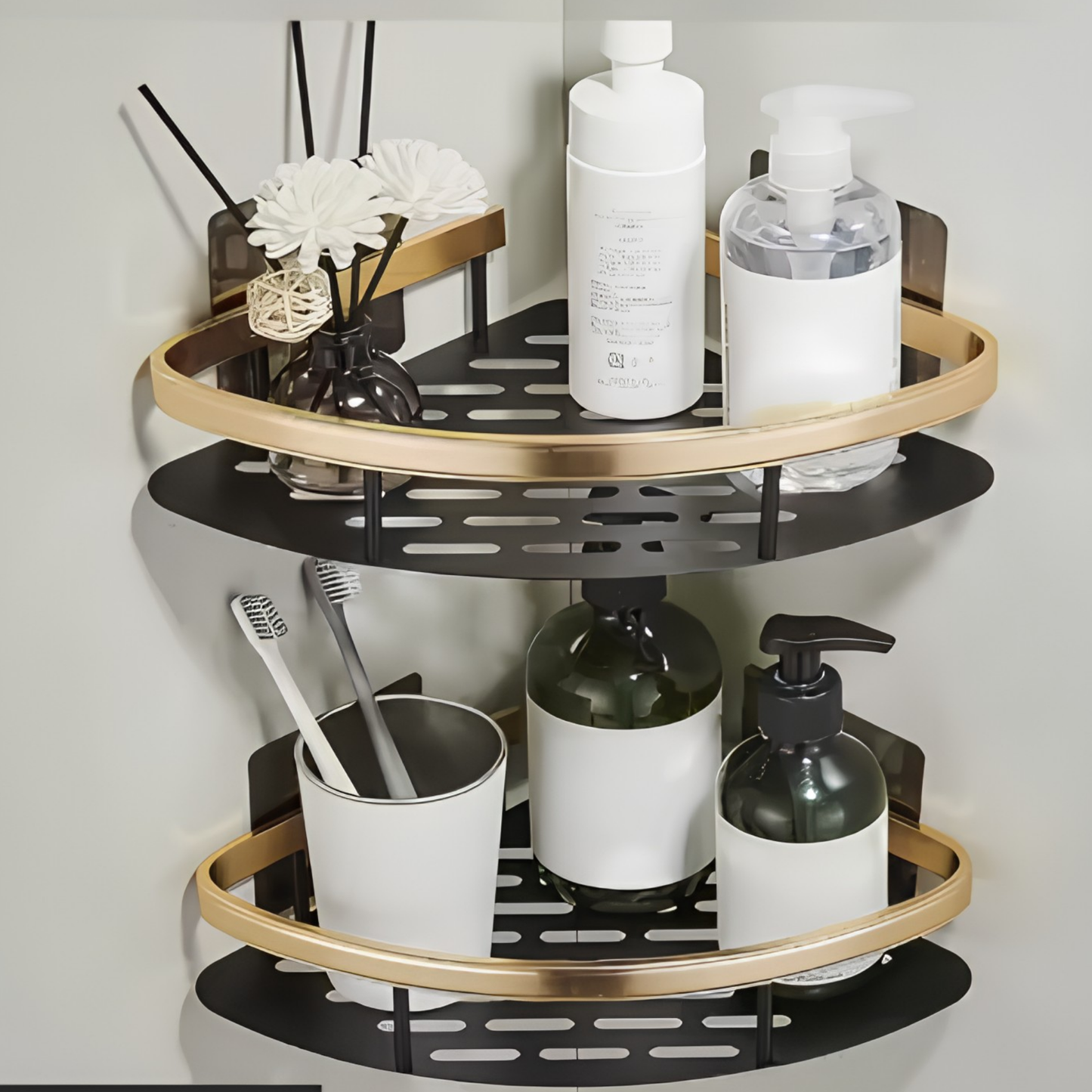 Heavy-Duty Aluminum Corner Shower Basket – Rustproof No-Drill Shelf