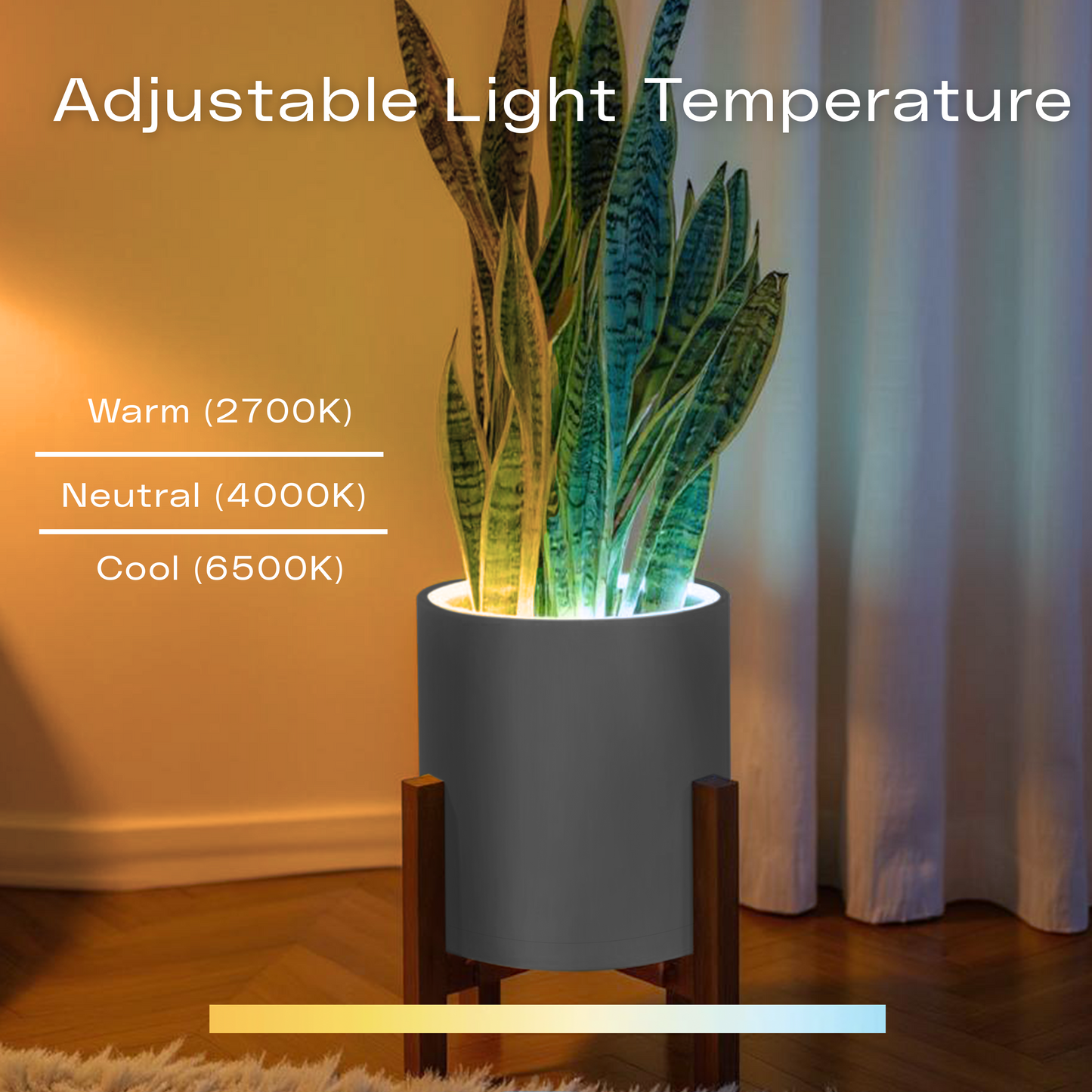 Aura | Medium Round LED Planter - Luna White