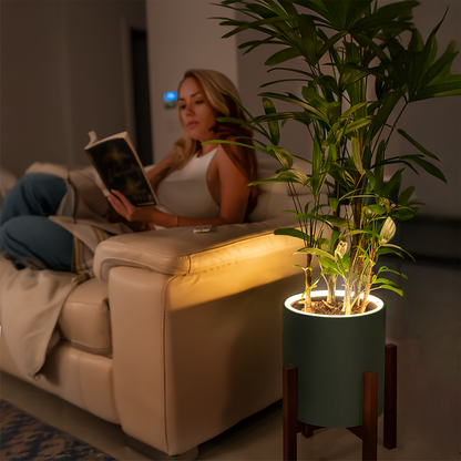 Aura | Medium Round LED Planter - Luna White