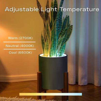 Aura | Medium Round LED Planter - Luna White