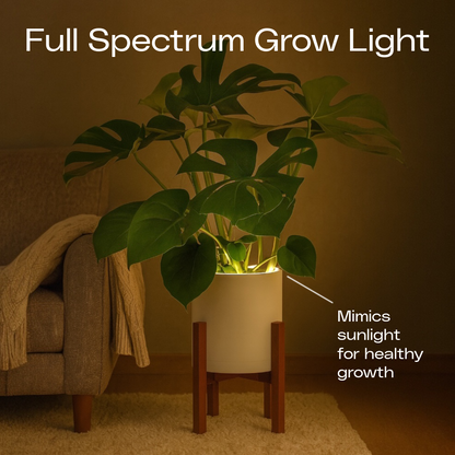 Aura | Medium Round LED Planter - Luna White