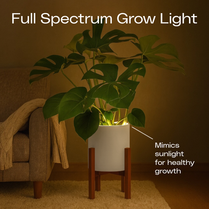 Aura | Medium Round LED Planter - Luna White