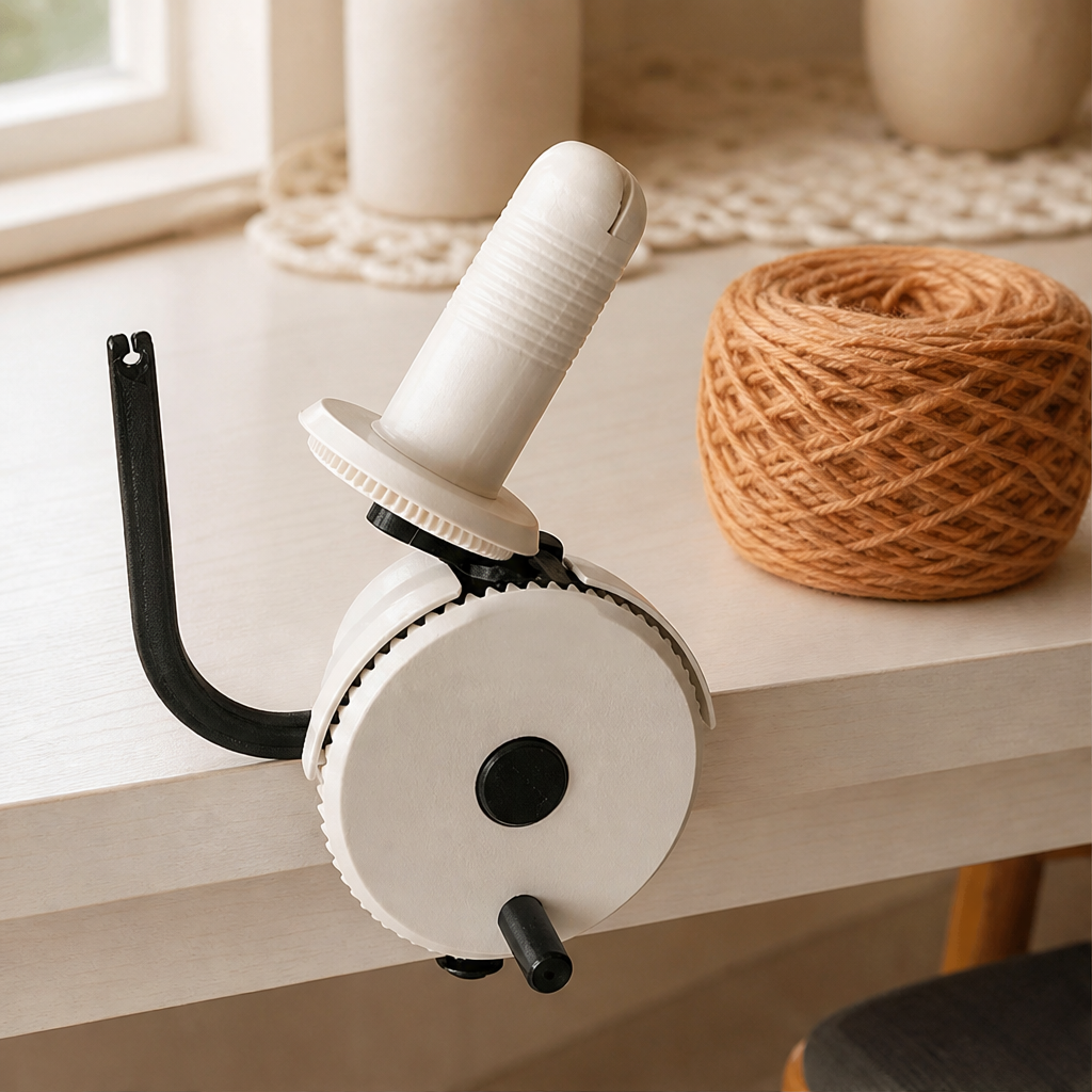 Manual hand crank yarn winder with table clamp