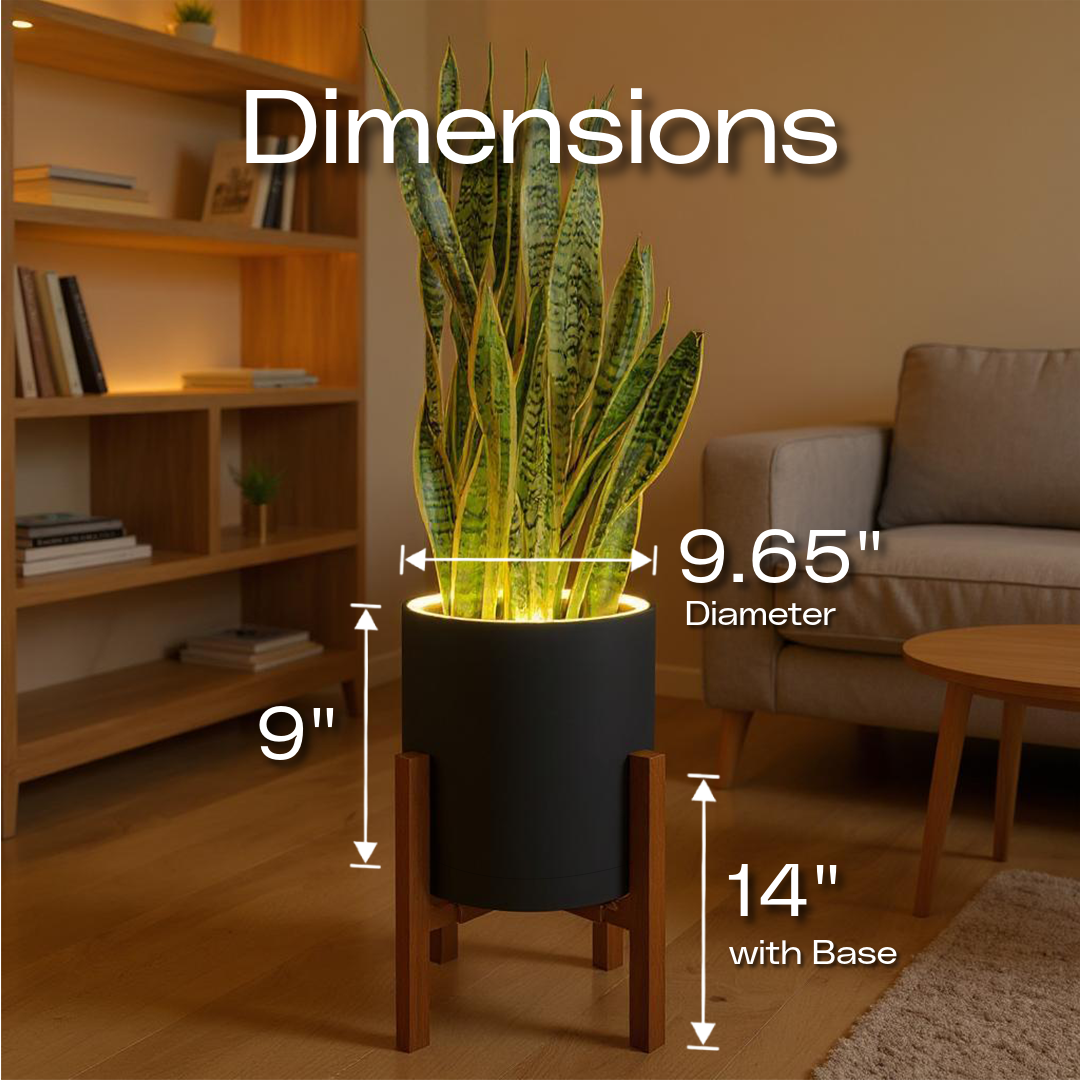 Aura | Medium Round LED Planter - Luna White