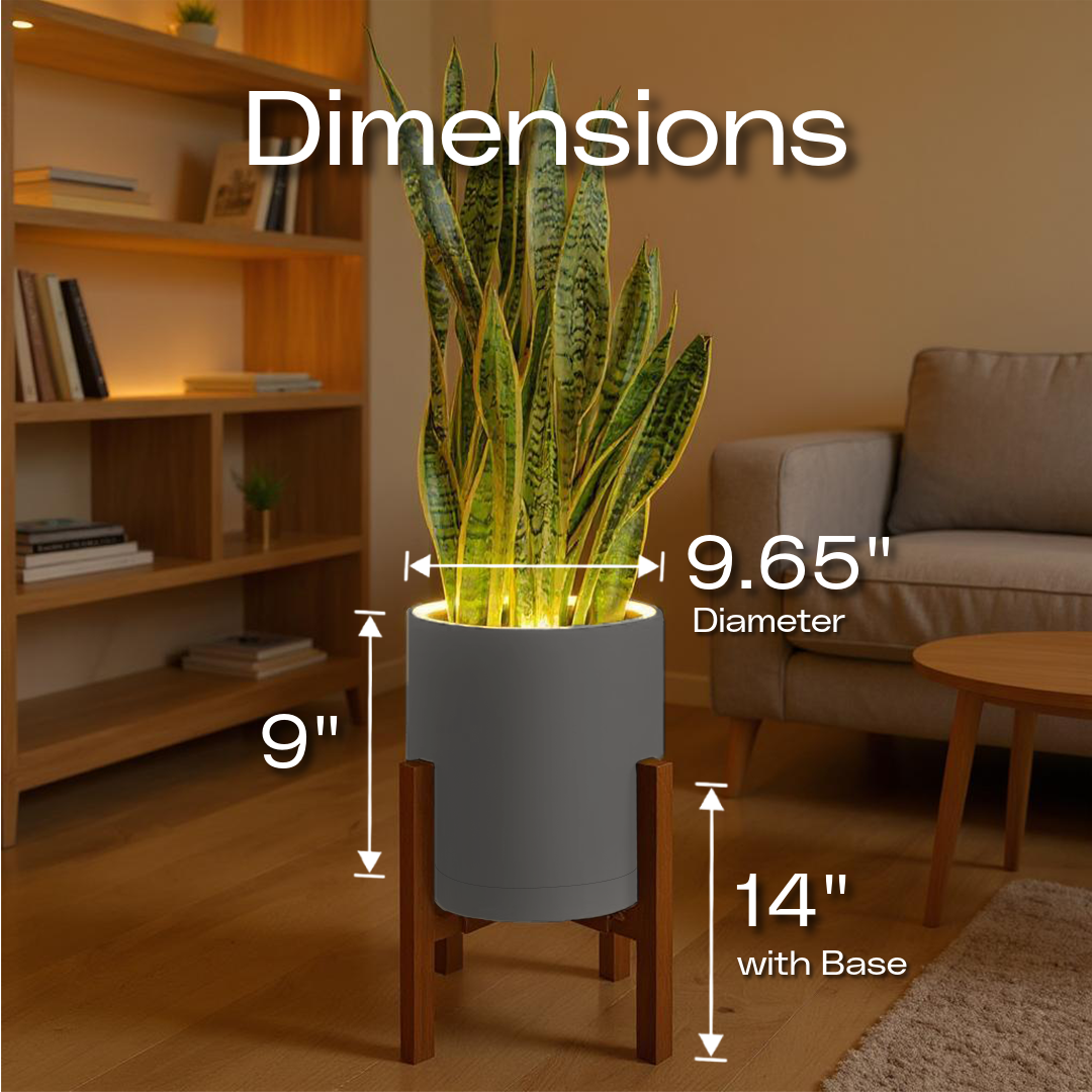 Aura | Medium Round LED Planter - Luna White