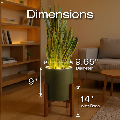 Aura | Medium Round LED Planter - Luna White