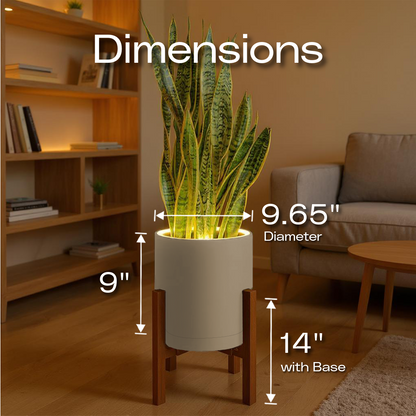 Aura | Medium Round LED Planter - Luna White