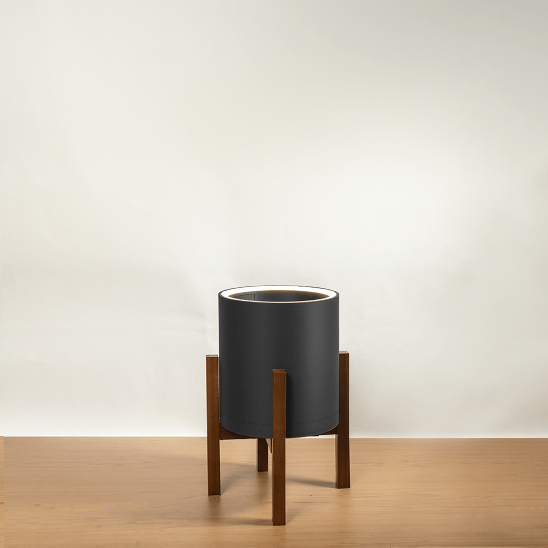Aura | Medium Round LED Planter - Luna White