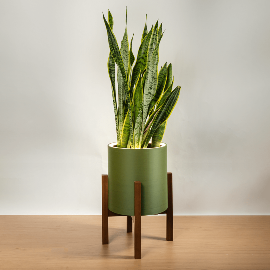 Aura | Medium Round LED Planter - Luna White