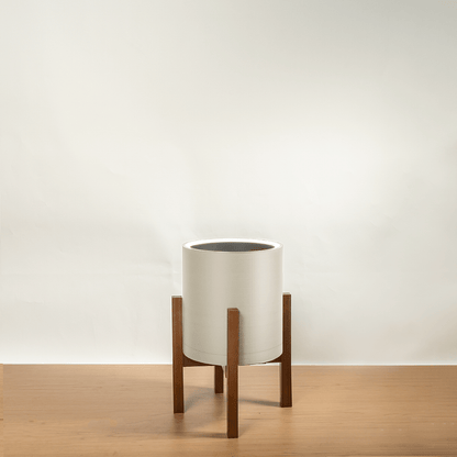Aura | Medium Round LED Planter - Luna White